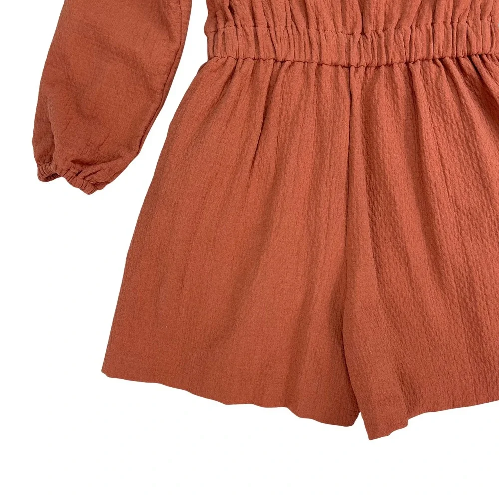 Luli &‎ Me Gabby Girls Grace Wrap Romper Rust 100% Cotton Sz M Cottage Boho